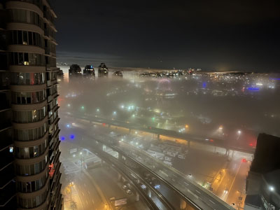 Photo from the balcony on a foggy day