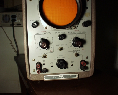 Close up of an oscilloscope